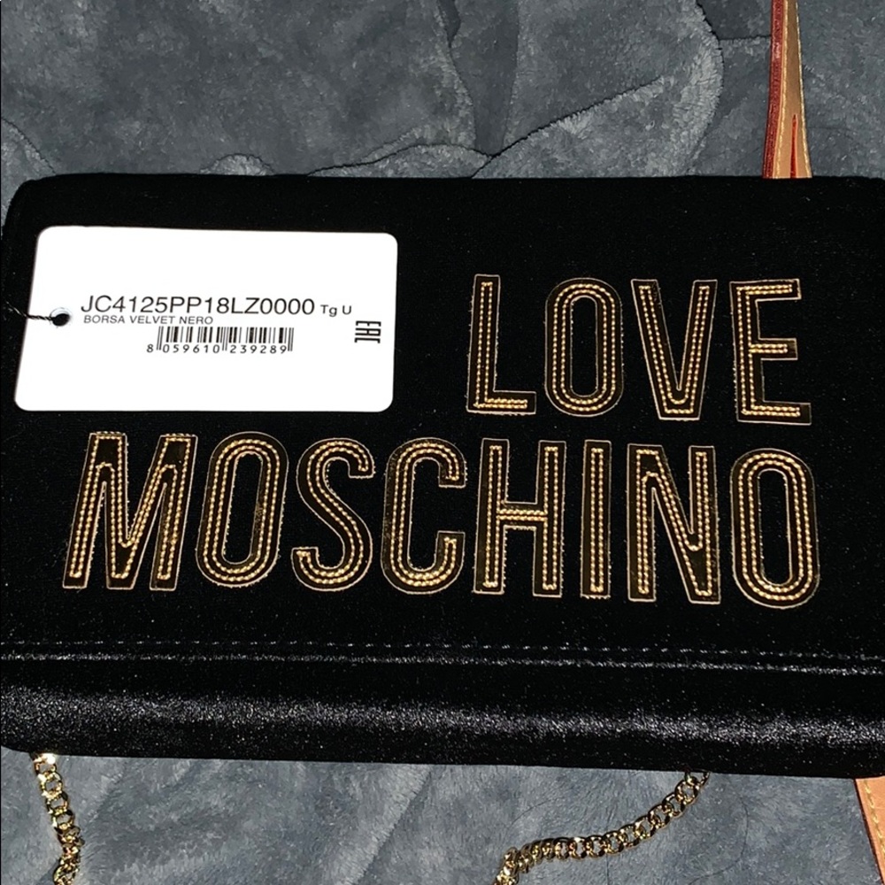 Love moschino black velvet bag with chain strap